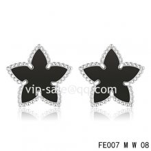 Replica Van Cleef & Arpels Sweet Alhambra Star Earrings White Gold,Onyx